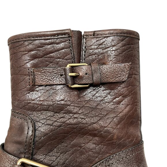Tory Burch Chrystie Leather Moto Buckle Boots Dark Brown Women's size 7.5 - Picture 8 of 14
